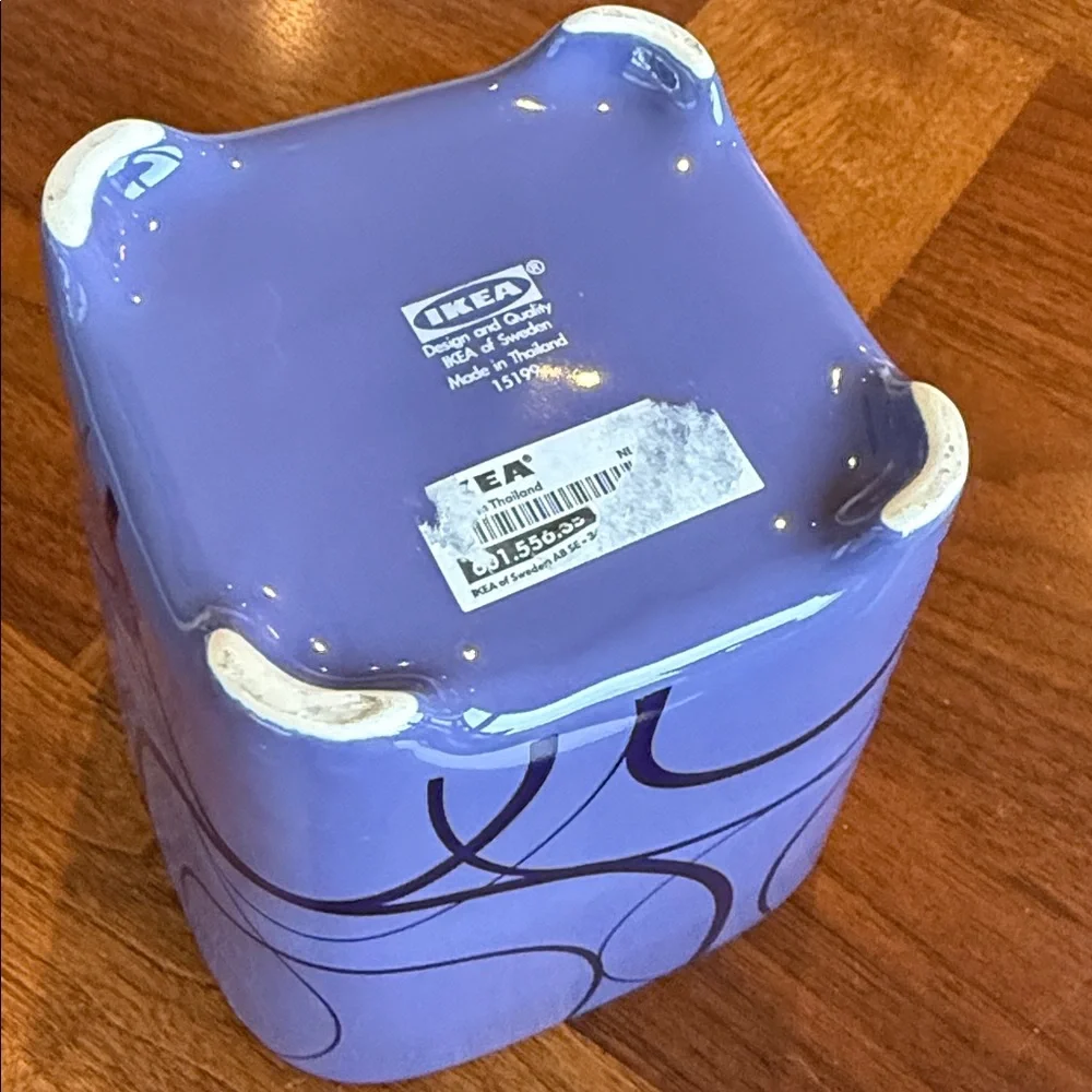NEVER USED IKEA PURPLE PLANT POT W SWIRL DESIGN ACCENT